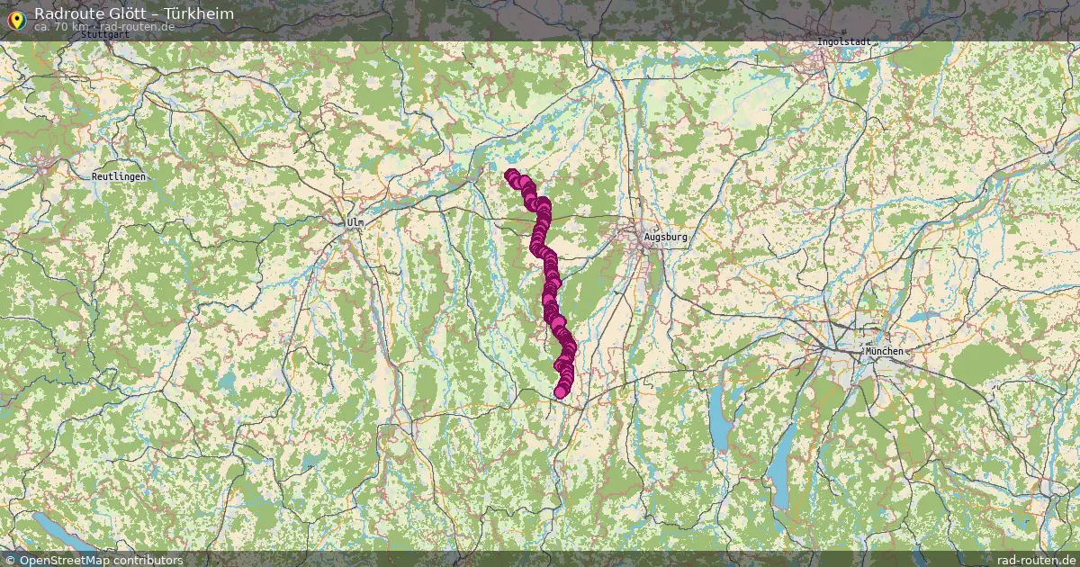 Fahrradroute Glött – Türkheim (70 km) – Rad-Routen.de