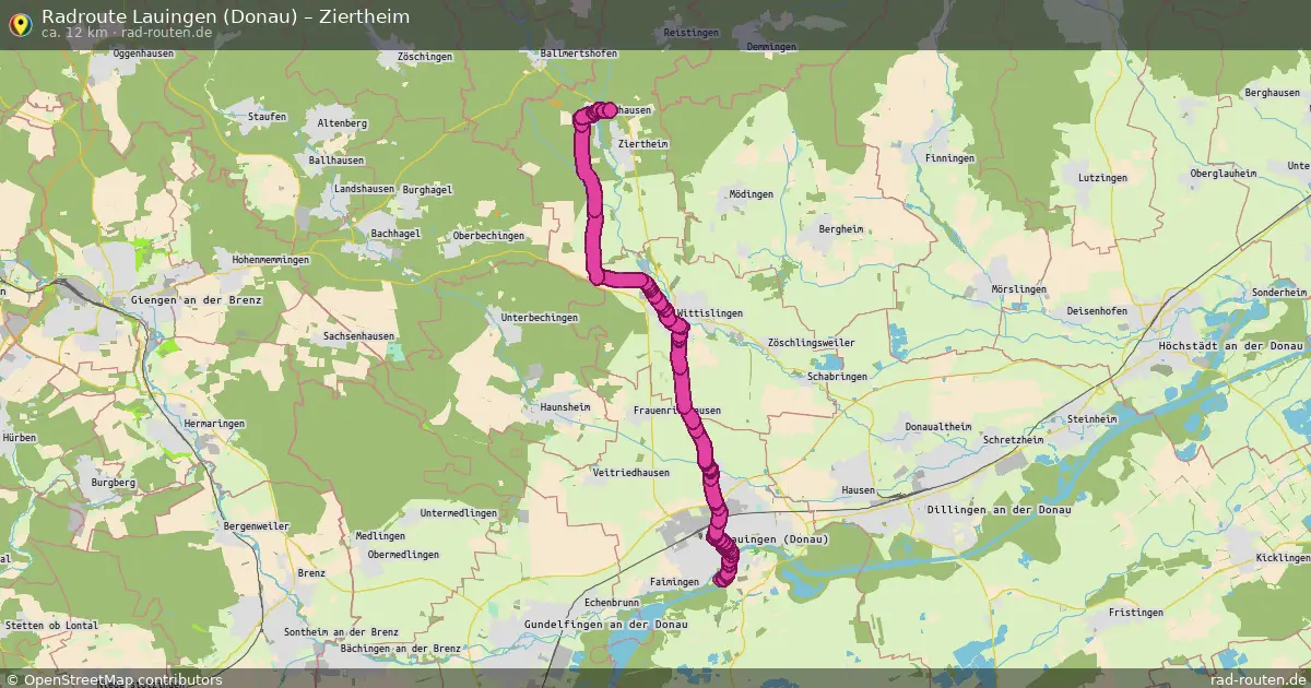 Fahrradroute Lauingen (Donau) – Ziertheim (14 km) – Rad-Routen.de