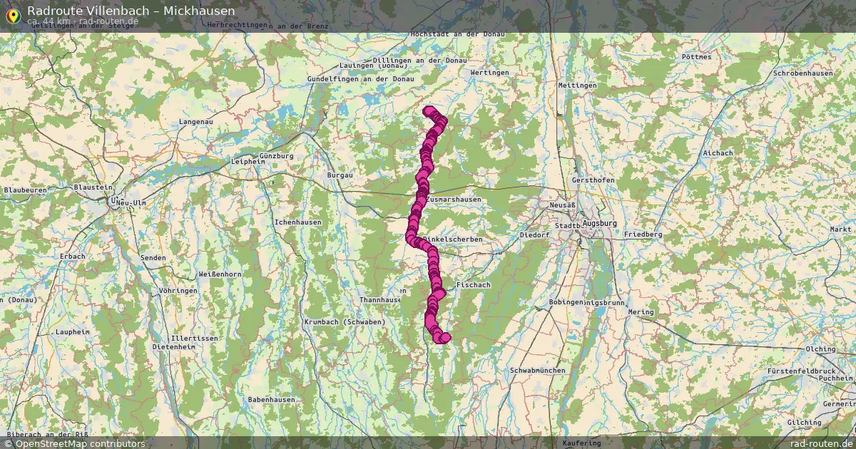 Fahrradroute Villenbach – Mickhausen (44 km) – Rad-Routen.de