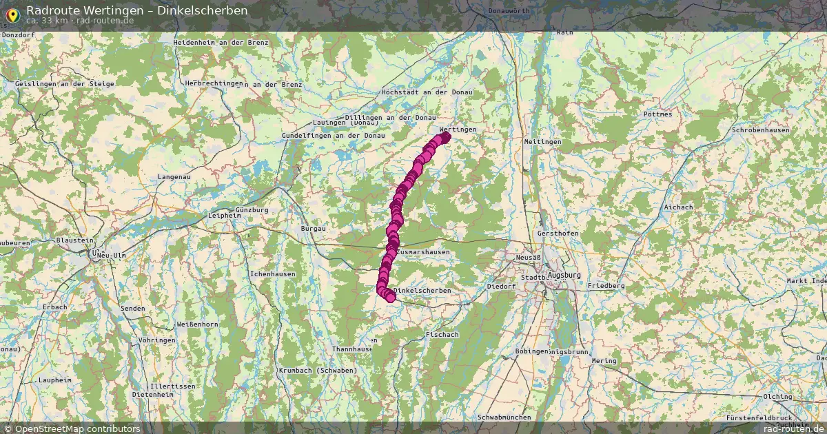 Fahrradroute Wertingen – Dinkelscherben (33 km) – Rad-Routen.de