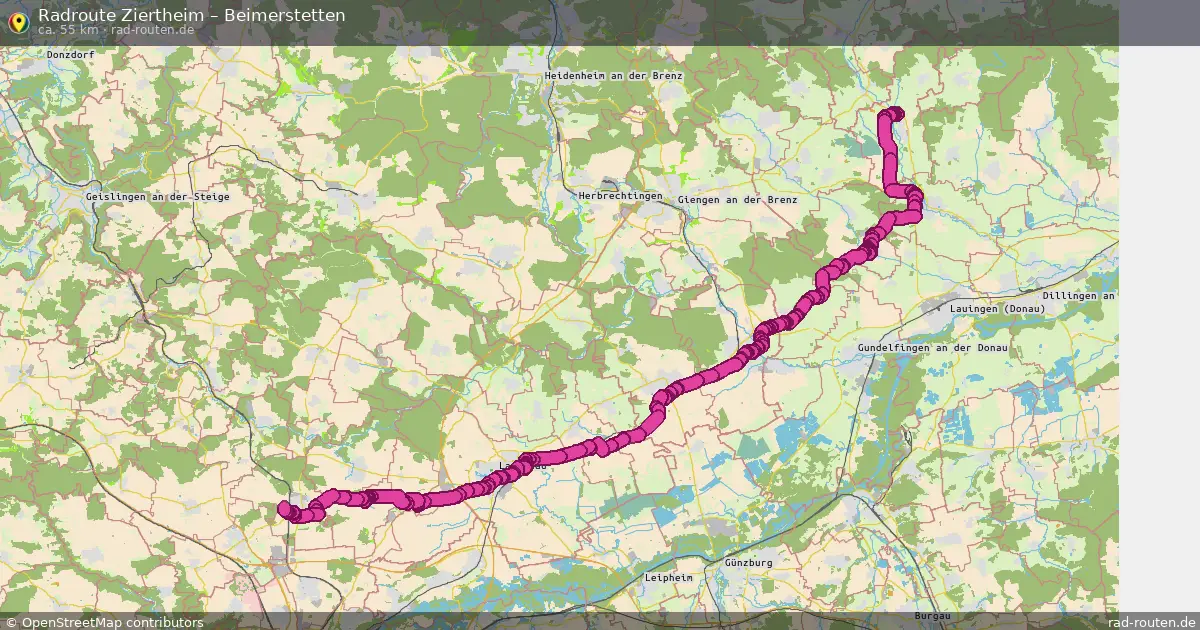 Fahrradroute Ziertheim – Beimerstetten (55 km) – Rad-Routen.de
