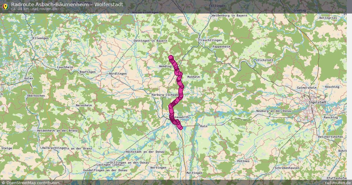 Fahrradroute Asbach-Bäumenheim – Wolferstadt (34 km) – Rad-Routen.de