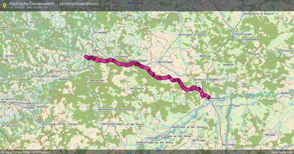 Fahrradroute Donauwörth – Unterschneidheim