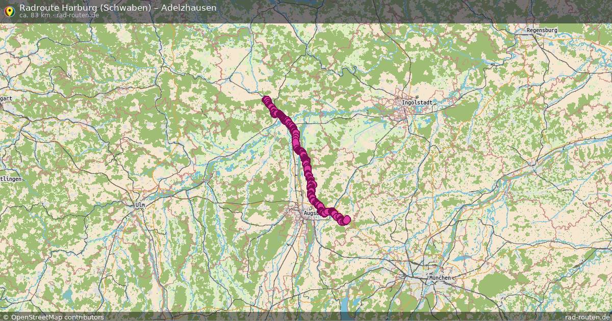 Fahrradroute Harburg (Schwaben) – Adelzhausen (83 km) – Rad-Routen.de