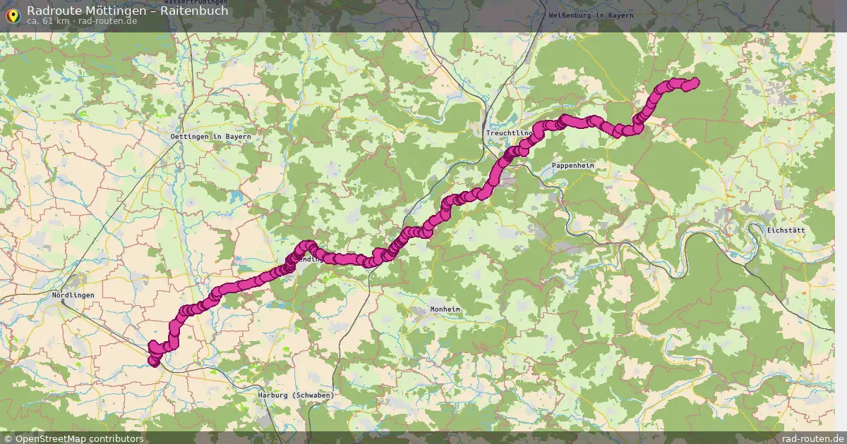 Fahrradroute Möttingen – Raitenbuch (61 km) – Rad-Routen.de