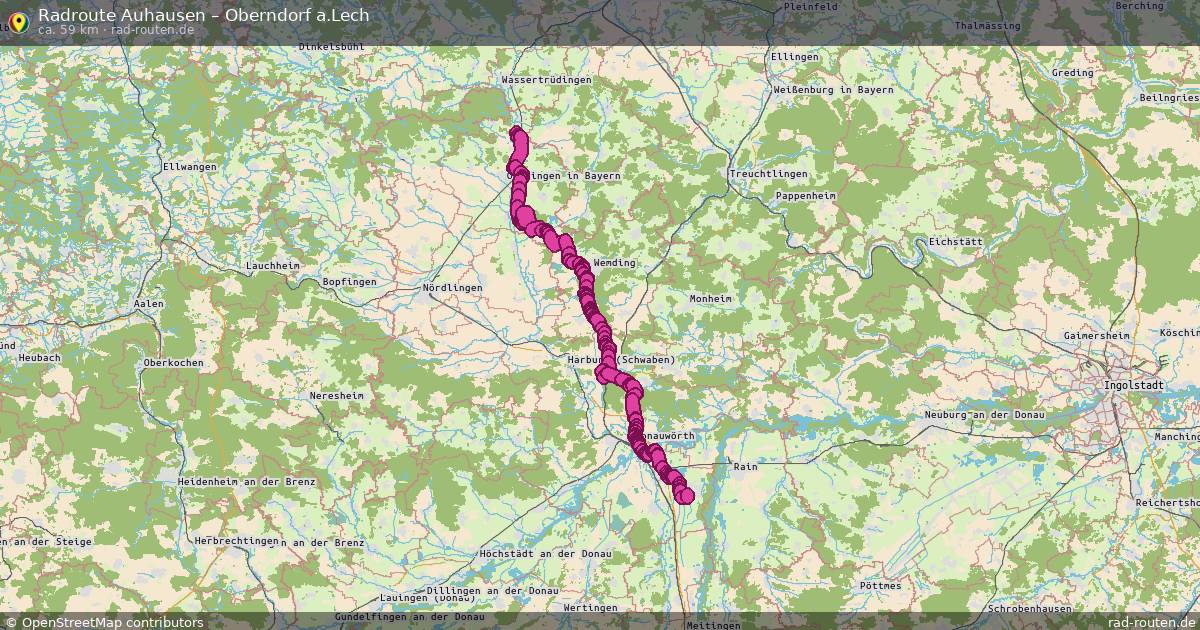 Fahrradroute Auhausen – Oberndorf A.lech