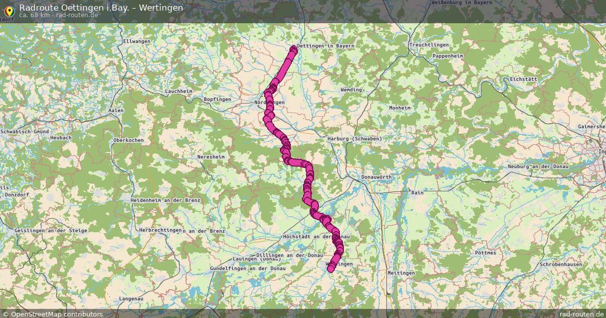 Fahrradroute Oettingen I.bay. – Wertingen