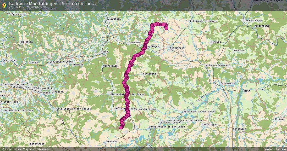 Fahrradroute Marktoffingen – Stetten Ob Lontal (65 km) – Rad-Routen.de