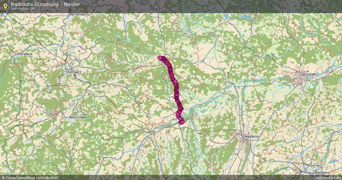 Fahrradroute Günzburg – Stödtlen (82 km) – Rad-Routen.de