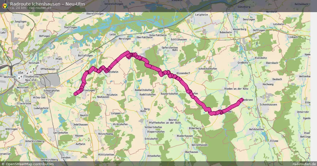 Fahrradroute Ichenhausen – Neu-Ulm (24 km) – Rad-Routen.de