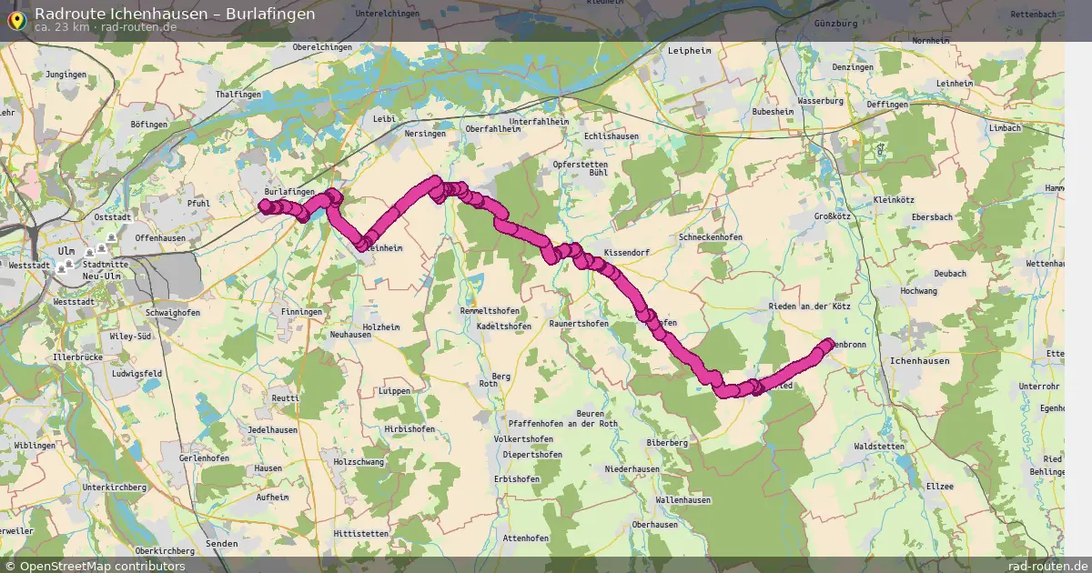 Fahrradroute Ichenhausen – Burlafingen (23 km) – Rad-Routen.de