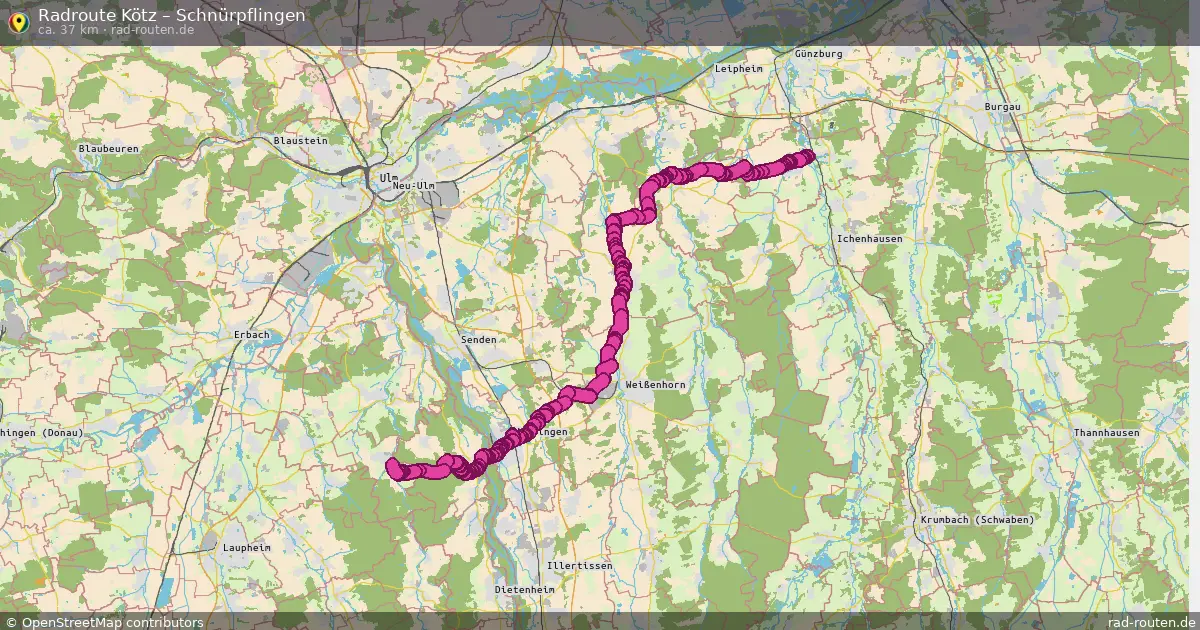 Fahrradroute Kötz – Schnürpflingen (37 km) – Rad-Routen.de