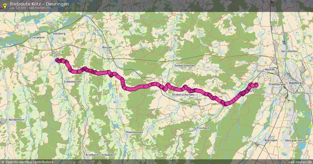 Fahrradroute Kötz – Deuringen (53 km) – Rad-Routen.de