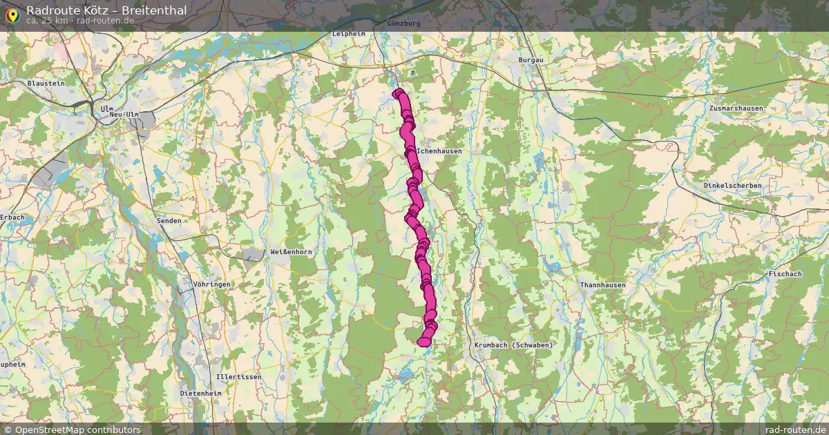 Fahrradroute Kötz – Breitenthal (25 km) – Rad-Routen.de