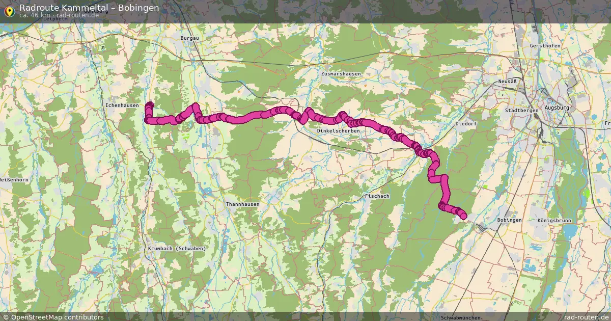 Fahrradroute Kammeltal – Bobingen (46 km) – Rad-Routen.de