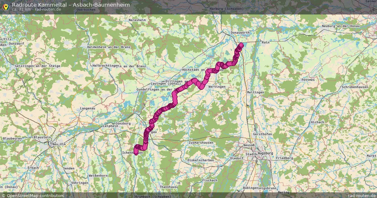 Fahrradroute Kammeltal – Asbach-Bäumenheim (71 km) – Rad-Routen.de