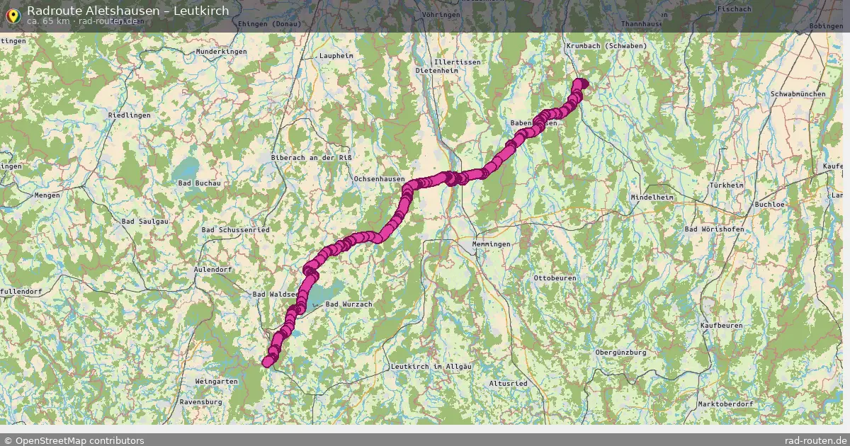 Fahrradroute Aletshausen – Leutkirch (65 km) – Rad-Routen.de