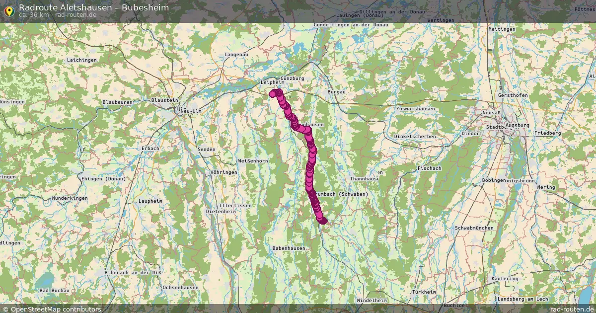 Fahrradroute Aletshausen – Bubesheim (36 km) – Rad-Routen.de
