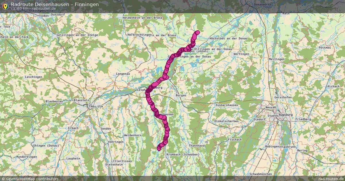 Fahrradroute Deisenhausen – Finningen (60 km) – Rad-Routen.de