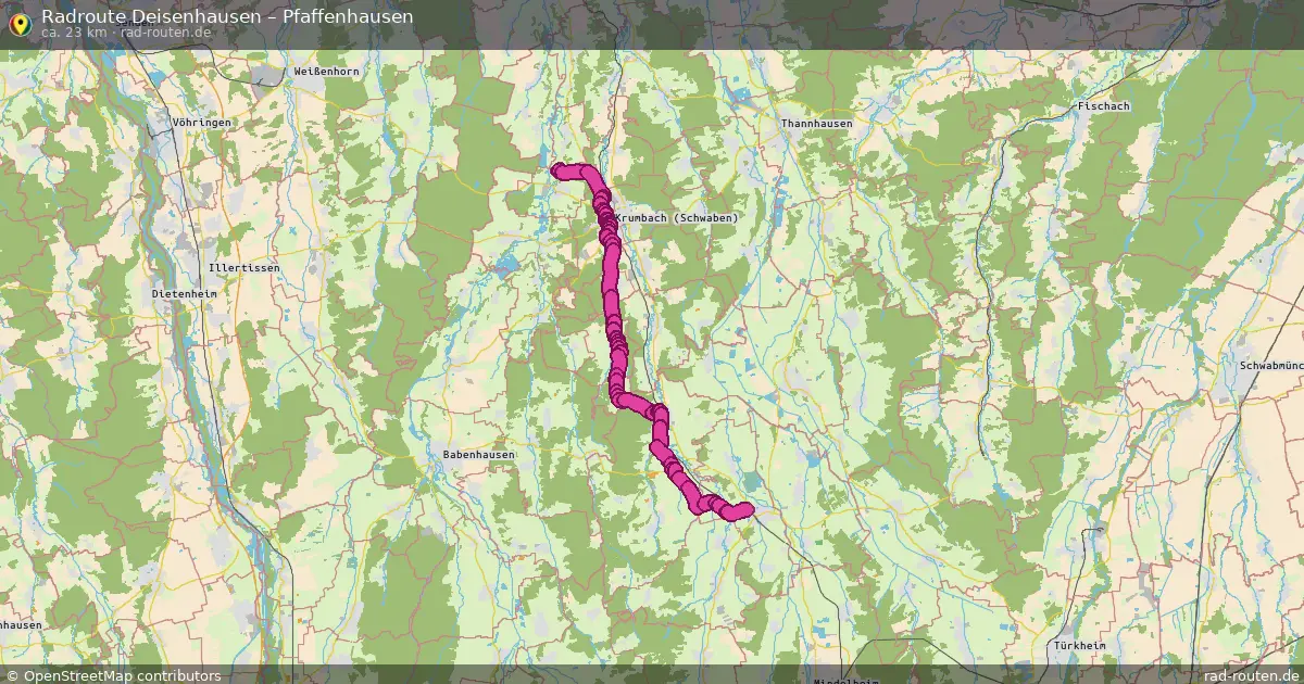 Fahrradroute Deisenhausen – Pfaffenhausen (23 km) – Rad-Routen.de