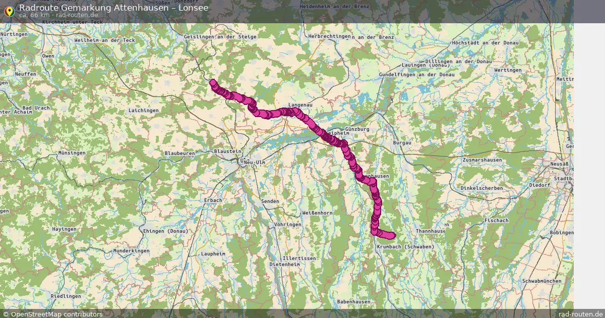 Fahrradroute Gemarkung Attenhausen – Lonsee (65 km) – Rad-Routen.de