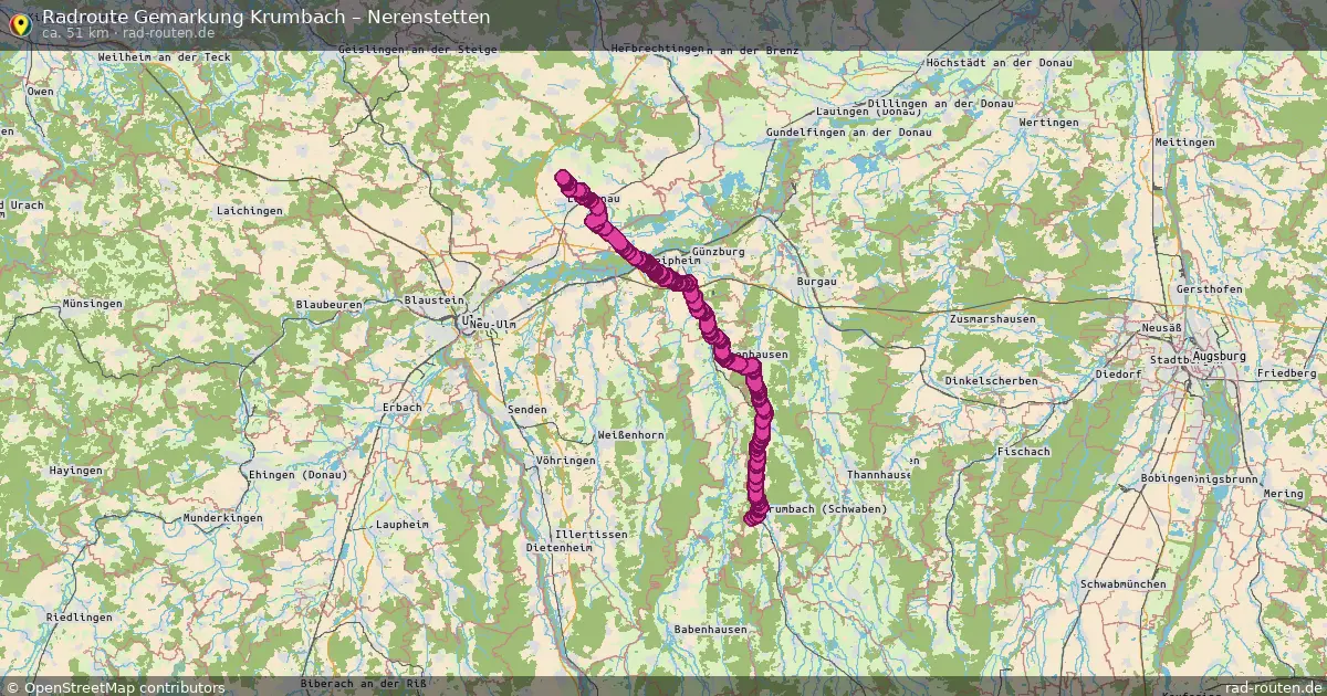 Fahrradroute Gemarkung Krumbach – Nerenstetten (51 km) – Rad-Routen.de