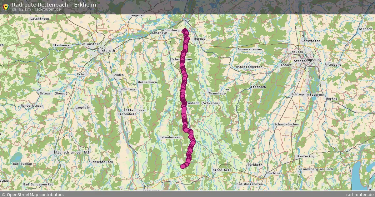 Fahrradroute Rettenbach – Erkheim (62 km) – Rad-Routen.de