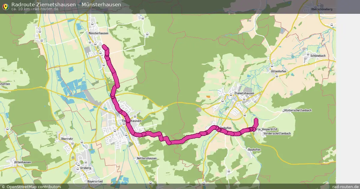 Fahrradroute Ziemetshausen – Münsterhausen (10 km) – Rad-Routen.de