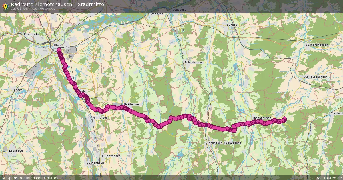 Fahrradroute Ziemetshausen – Stadtmitte (61 km) – Rad-Routen.de