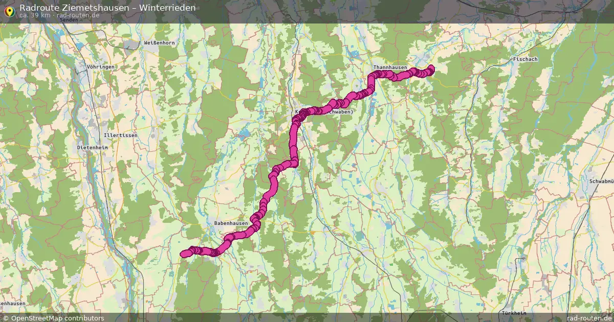 Fahrradroute Ziemetshausen – Winterrieden (39 km) – Rad-Routen.de