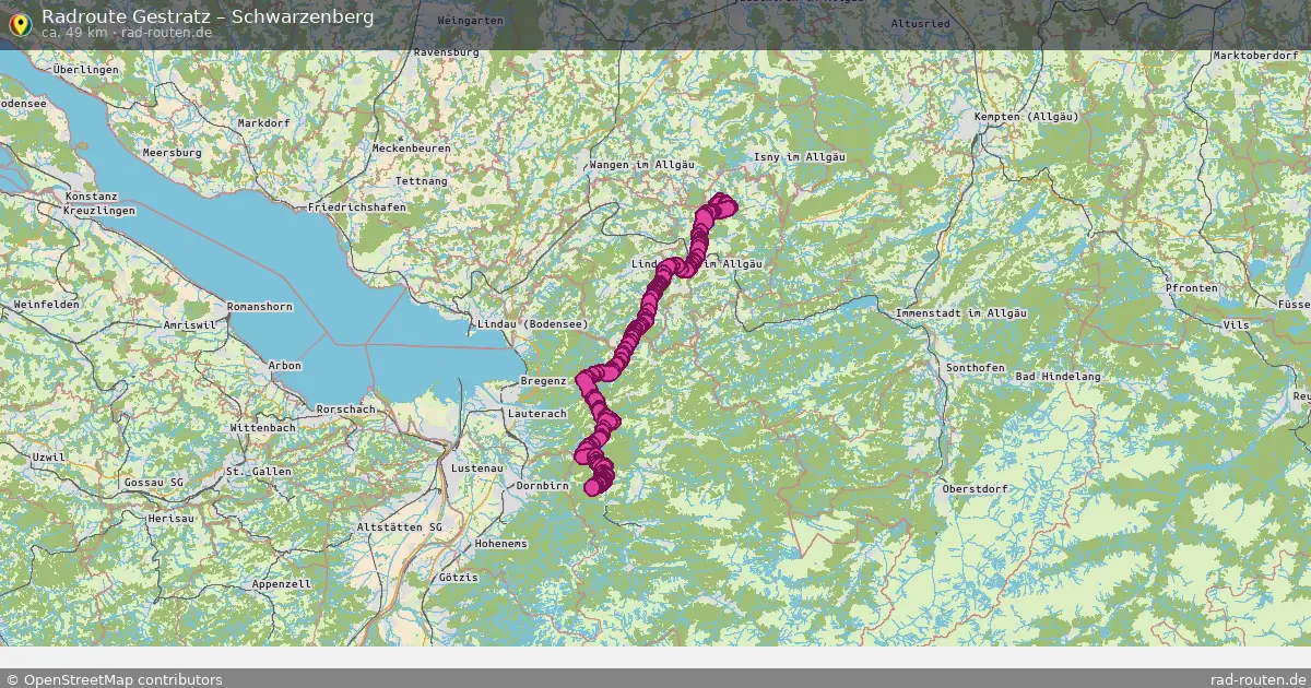Fahrradroute Gestratz – Schwarzenberg (49 km) – Rad-Routen.de