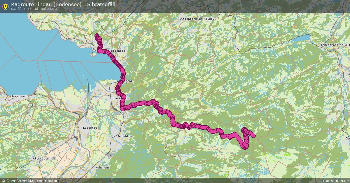 Fahrradroute von Lindau (Bodensee) nach Sibratsgfäll
