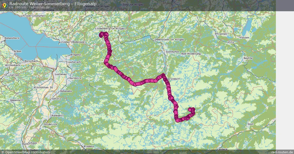 Fahrradroute Weiler-Simmerberg – Elbigenalp (100 km) – Rad-Routen.de