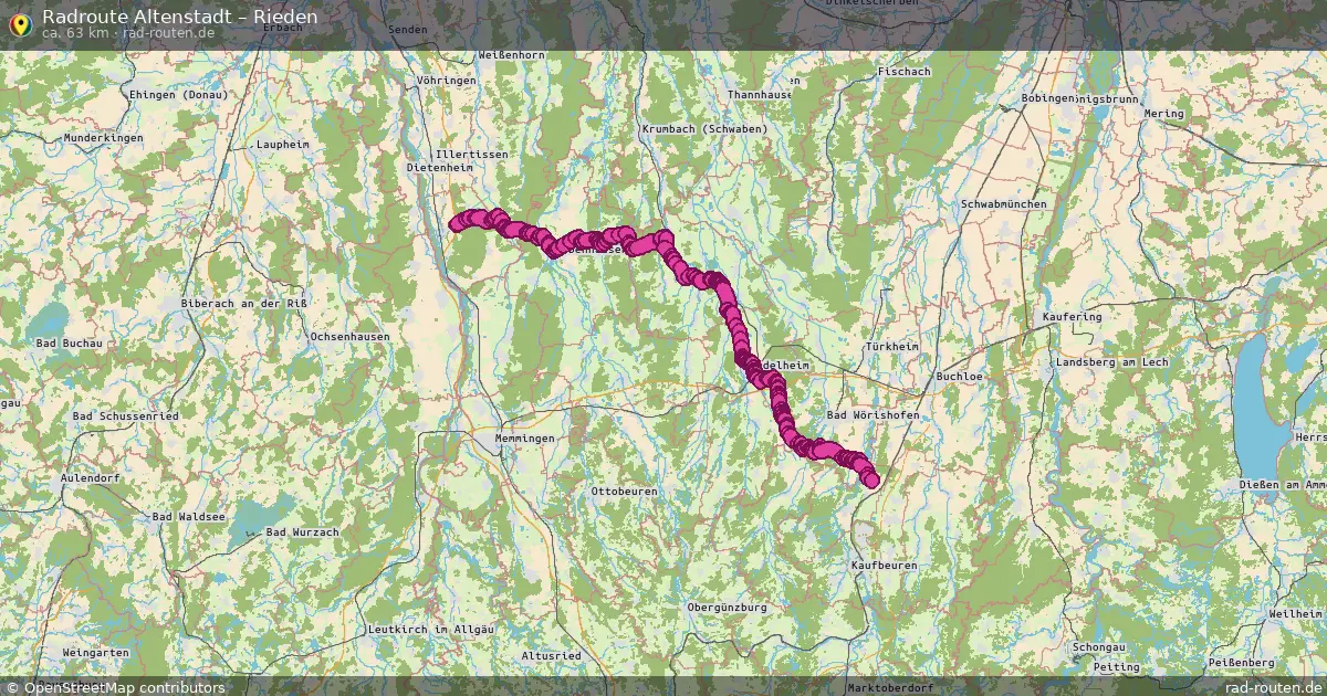 Fahrradroute Altenstadt – Rieden (63 km) – Rad-Routen.de