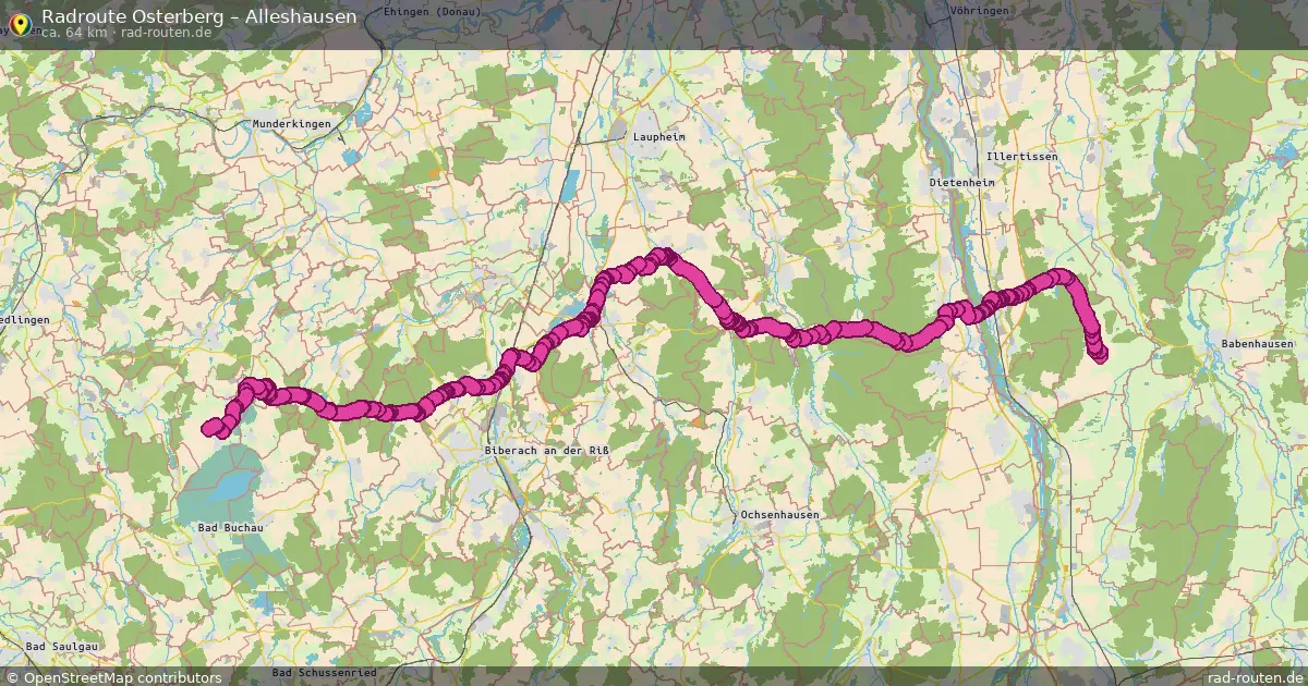 Fahrradroute Osterberg – Alleshausen (64 km) – Rad-Routen.de