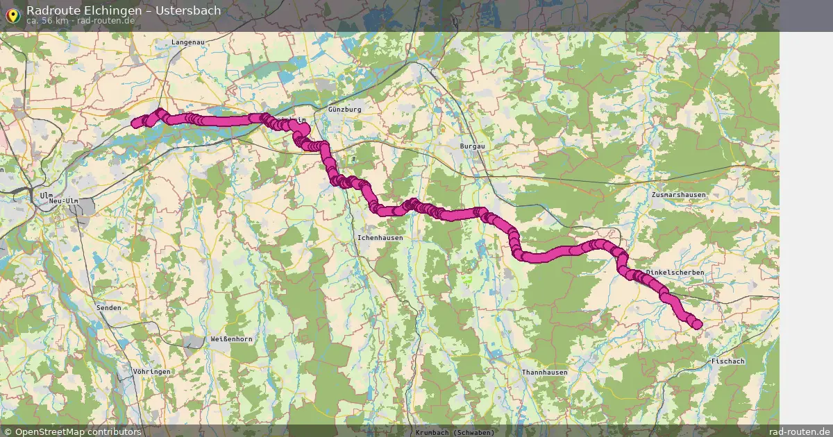 Fahrradroute Elchingen – Ustersbach (56 km) – Rad-Routen.de