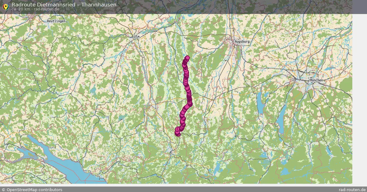 Fahrradroute Dietmannsried – Thannhausen (70 km) – Rad-Routen.de