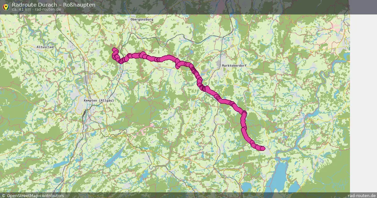 Fahrradroute Dietmannsried – Roßhaupten (51 km) – Rad-Routen.de