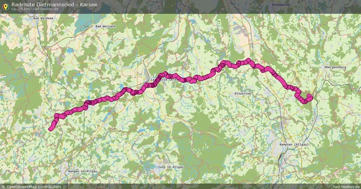 Fahrradroute Rettenberg – Karsee (75 km) – Rad-Routen.de