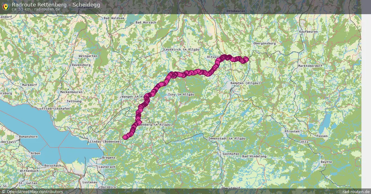 Fahrradroute Rettenberg – Scheidegg (51 km) – Rad-Routen.de