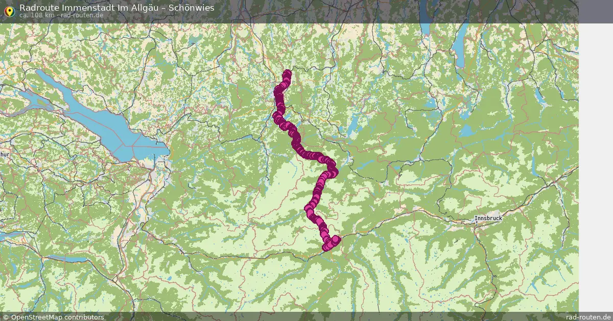 Fahrradroute von Immenstadt Im Allgäu nach Schönwies