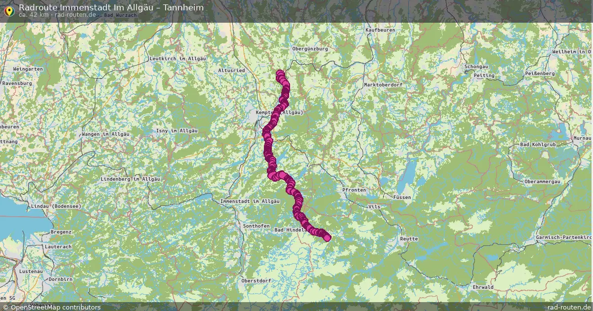 Fahrradroute von Immenstadt Im Allgäu nach Tannheim