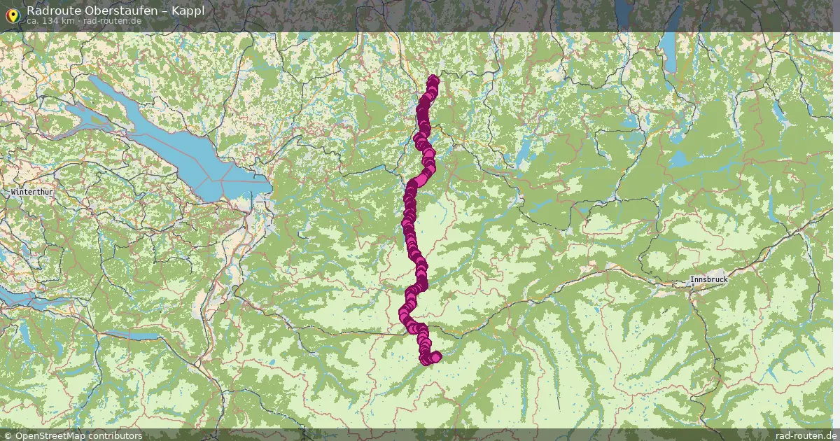 Fahrradroute von Oberstaufen nach Kappl