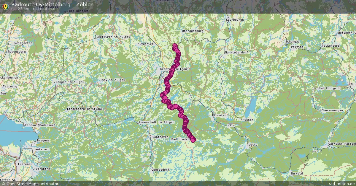 Fahrradroute von Oy-Mittelberg nach Zöblen