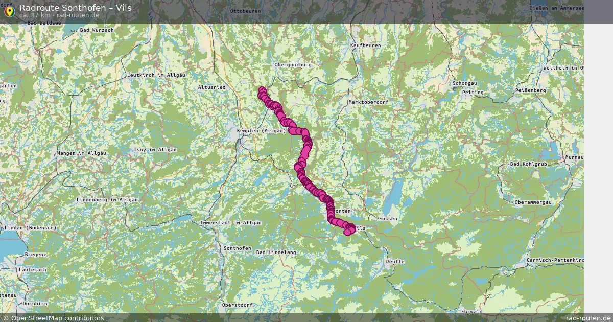 Fahrradroute von Sonthofen nach Vils