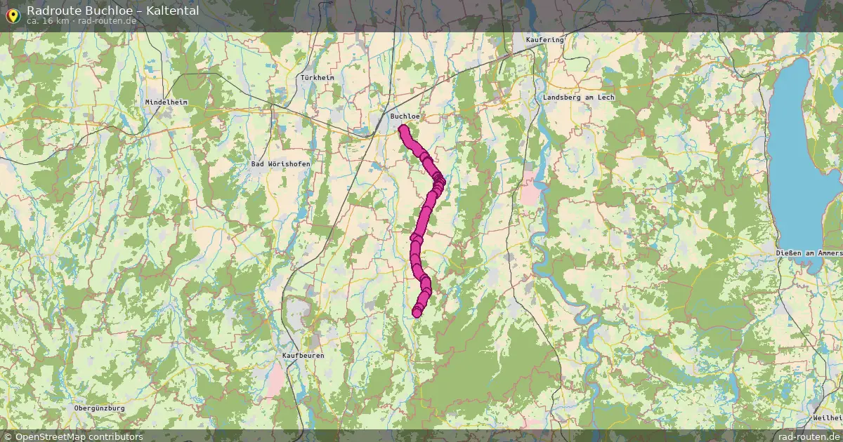 Fahrradroute Buchloe – Kaltental (16 km) – Rad-Routen.de