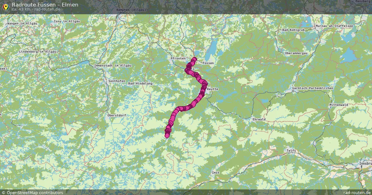Fahrradroute Füssen – Elmen (43 km) – Rad-Routen.de