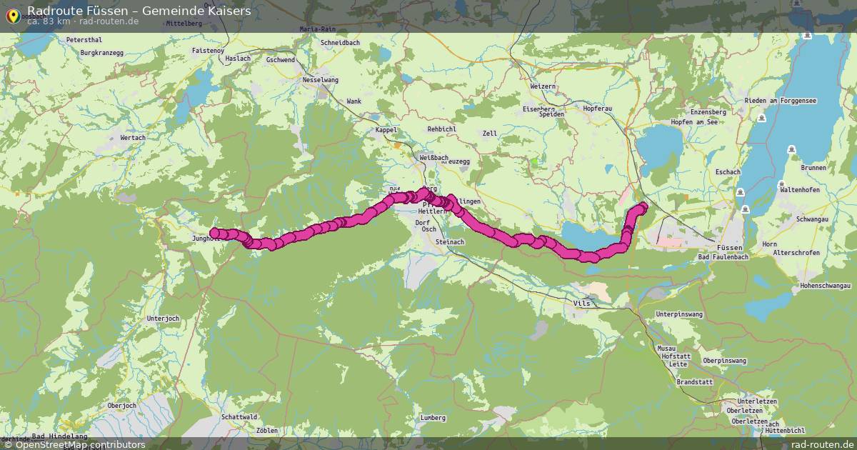 Fahrradroute Füssen – Gemeinde Kaisers