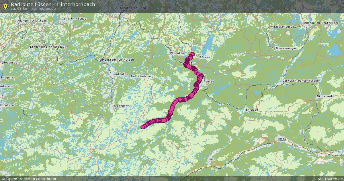 Fahrradroute Füssen – Hinterhornbach
