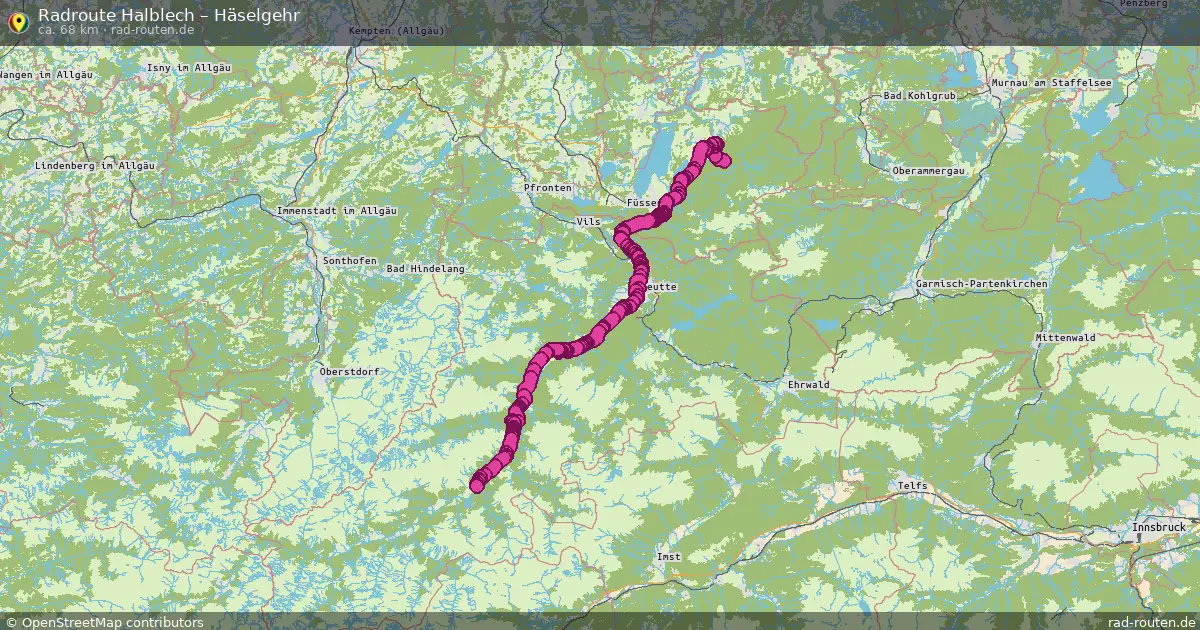 Fahrradroute Halblech – Häselgehr (68 km) – Rad-Routen.de